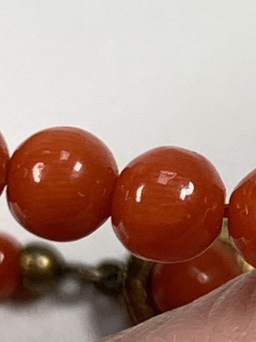 Vintage Italian Red Coral Necklace Mediterranean NOT Dyed Gold On Silver Vermeil - Picture 9 of 16
