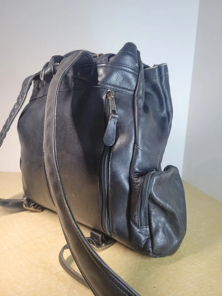 复古仿旧真皮哥伦比亚制造背包坚固远足 — 第 4/4 张图片