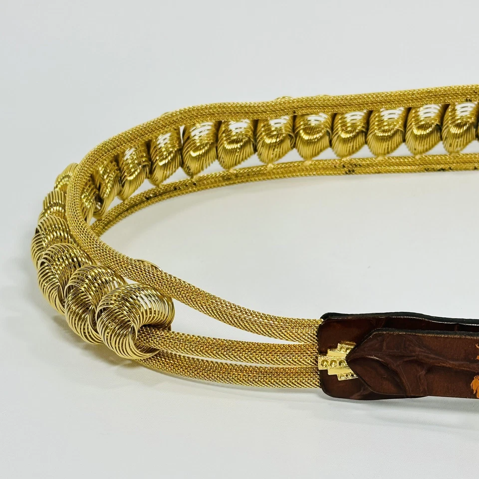 Cinturón Filigrana Vintage Cuero y Oro Talla 80/32 NANNI Hecho en Italia RARO Foto 3 de 4