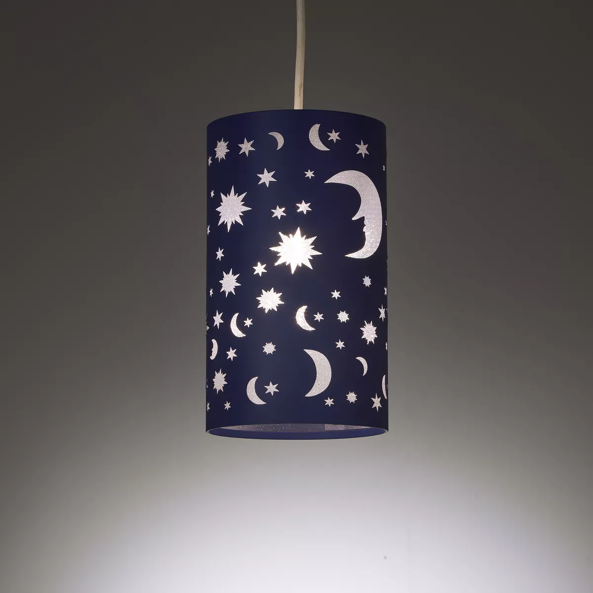 Moon and Stars Ceiling Light Shade Moonlight Childrens Room Midnight Blue Navy