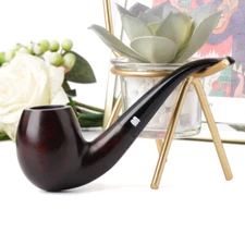 Briar Handmad Tobacco Pipe Bent Curved Stem Wooden Smoking Pipe Fit 9mm Filter