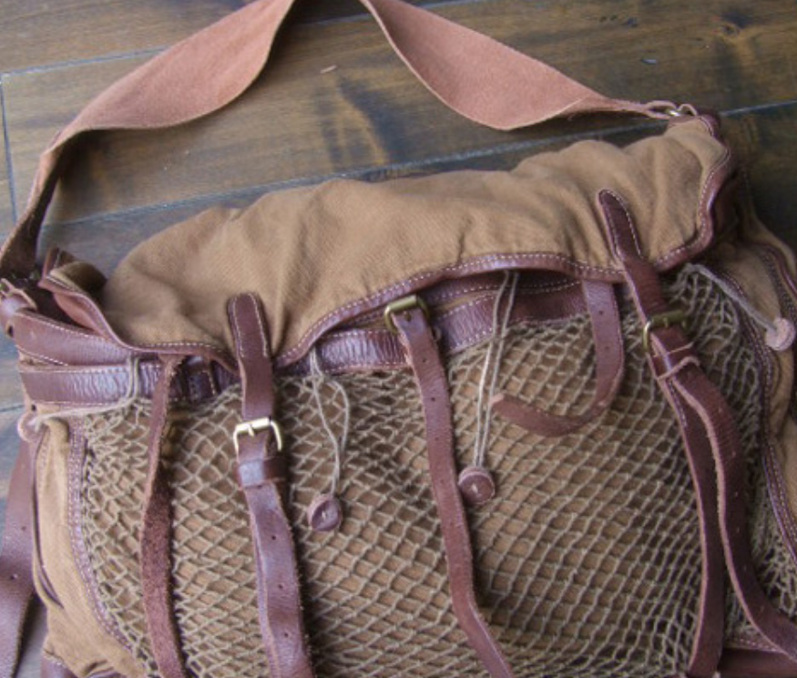 RRL Ralph Lauren Fishing Bag Leather x Canvas Shoulder Very Rare