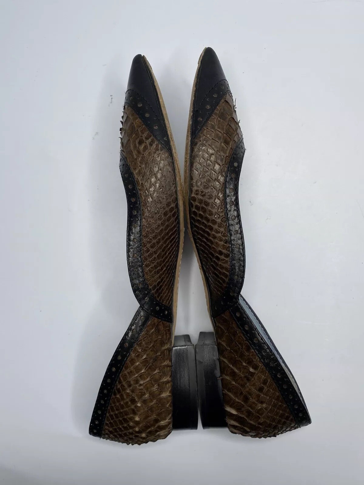 Lamberston Truex Brown Black Python Leather Balle… - image 14