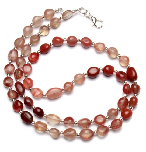 Collier Perles Labradorite Andésine Naturelle 8x6mm - 21 Pouces - 113 Carats - Inde