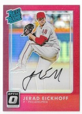 2016 Donruss Optic Rated Rookie Autograph Red Prizm #RR-JE Jerad Eickhoff /50 RC