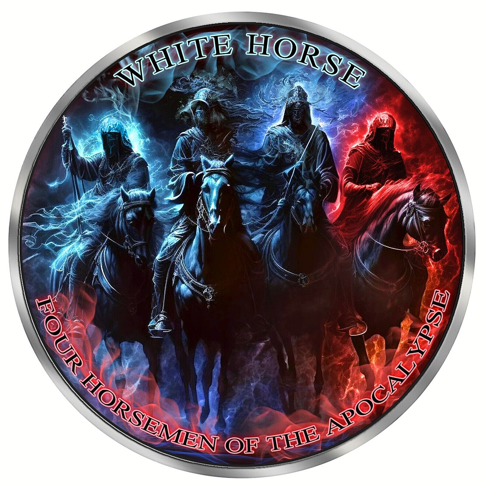 "White Horse" a. d. S.  "Four Horsemen of the Apocal.”  1oz Silberm. Kanada 2023