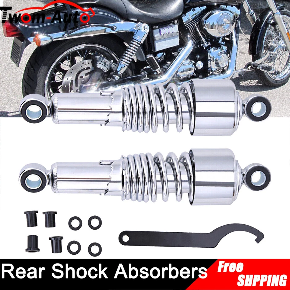 Amortiguadores de suspensión traseros cromados para Harley Road King Tour Glide FLT Foto 4 de 4