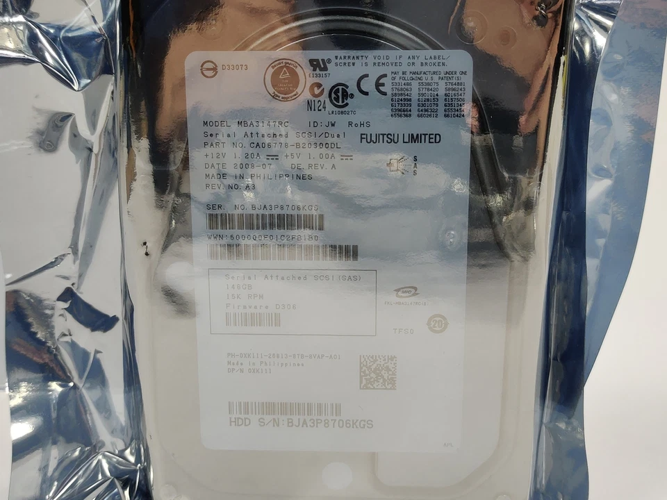 Fujitsu MBA3147RC Hard Drive Fujitsu 146GB 3Gb/s SAS 3.5" - Image 2 of 4