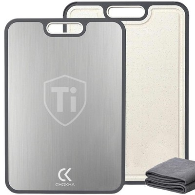 Titanium Cutting Board for Kitchen, Non-Toxic Cutting Board Double Sided, Foo...