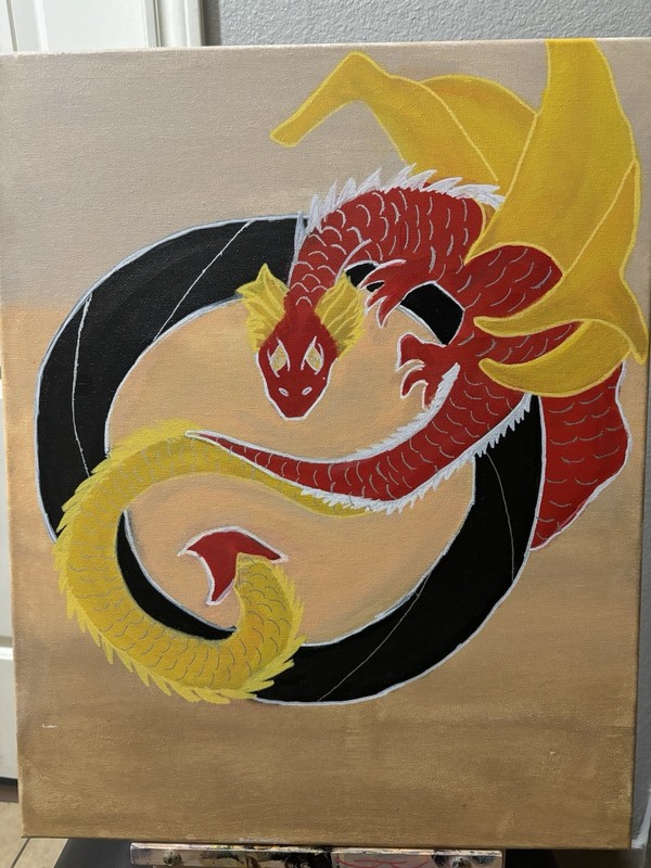 Dragon Serpent Canvas Painting 24x16 in