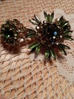 Vintage Judy Lee demi-parure Multi-tiered Emerald Brooch & Clip Earrings — photo 10