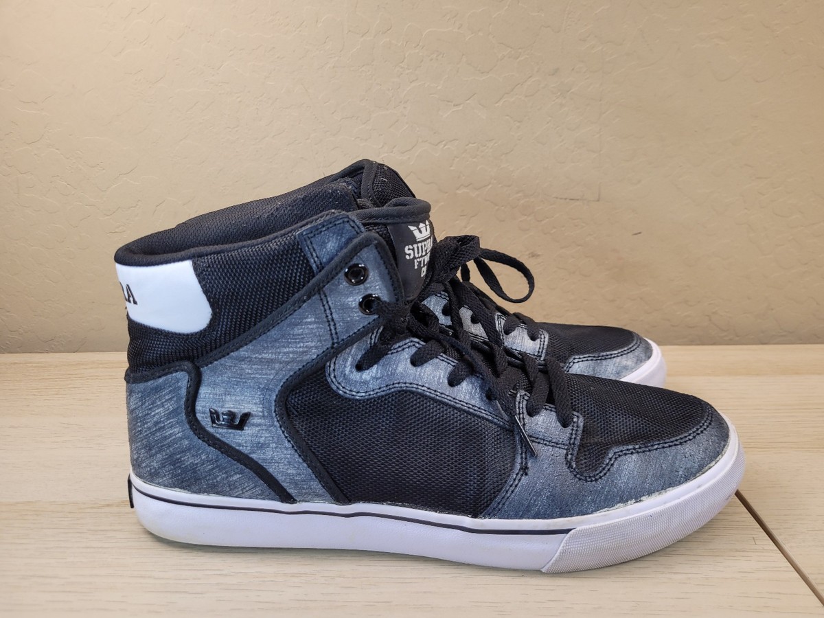 Supra Vaider Shoes Mens Size 11.5 Black Gray High Top Skate