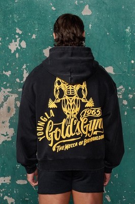 YOUNGLA (SOLD OUT) - 5153 - GOLDS GYM GOLDEN ERA ZIP-UPS - BLACK WASH - MEDIUM