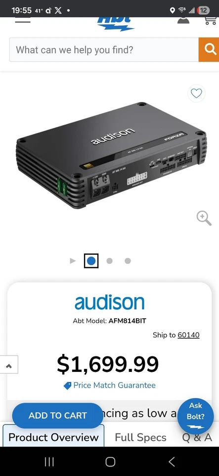 Amplificador Audison Forza AF M8.14 bits 8 canales x 140 W y 14 canales DSP 1120 W RMS Foto 2 de 3