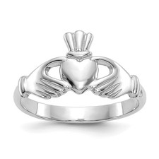 14K White Gold Polished Claddagh Ring Gift For Women Size 6.75