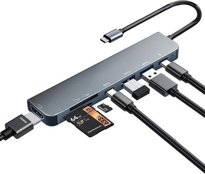 USB C Hub 7 in 1 Multiport Adapter 4K HDMI PD USB 3.0 SD TF Dock MacBook Windows