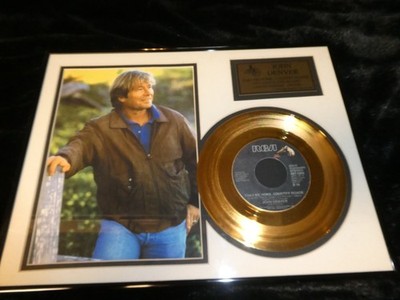 JOHN DENVER TAKE ME HOME COUNTRY ROAD 24KT GOLD PLATED 45 RPM AND PHOTO FRAMED