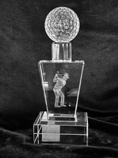 Golf Crystal Award Male/3D Laser Inside Glass