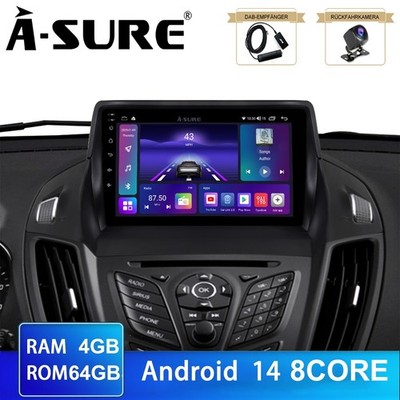 DAB KAM 4+64G Android 14 Navi Autoradio Für Ford Kuga 2012-2018 Escape 2013-2019