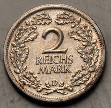 2 Reichsmark 1926 D Weimarer Republik Silber