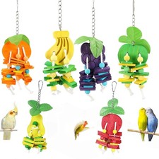 NEXT VOGUE Natural Wood Parrot Toys Set of 6 Pieces for Small to Multicolor