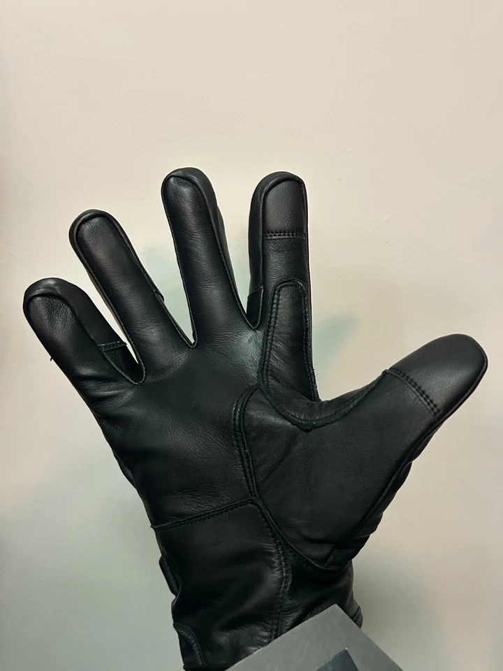 Men's Leather Gloves with Red Diamond Stitching 8423.01 Size Large - Image 2 of 3