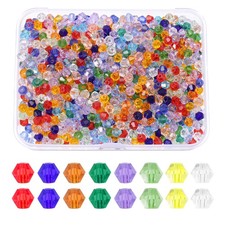 1000pcs 4mm Bicone Glass Crystal Beads, Faceted Beads with Box Multicolored