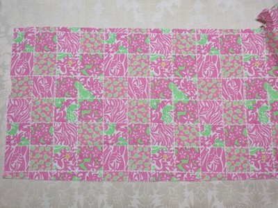Vintage Preppy Lilly Pulitzer Nautical Pink Green Carry On Patch Fabric 18x54