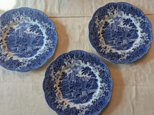 VTG Set of 3 J&G Meakin Blue Romantic England Haddon Hall Dinner Plates 10"