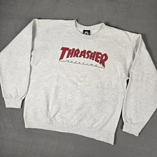 Thrasher Magazine Sweatshirt Adult Medium Gray Skateboarding Crewneck LS