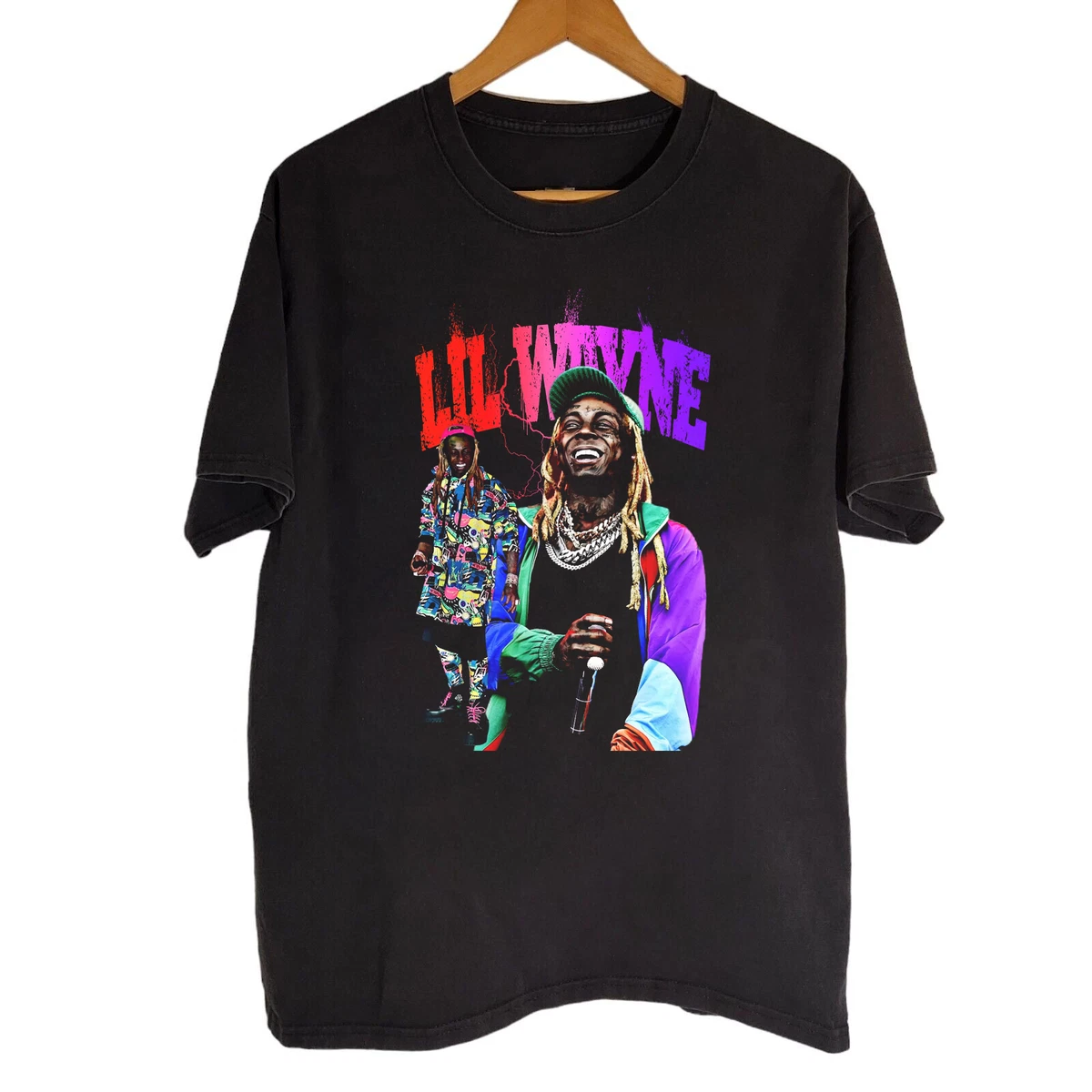 T-shirt Lil Wayne Fan - Couleur Noir, Coton, Tailles S à 5XL, Personnalisable, Neuf Avec étiquettes