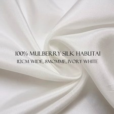 44'' Wide By Yard Ivory White Mulberry Silk Habutai Fabric Material Linings
