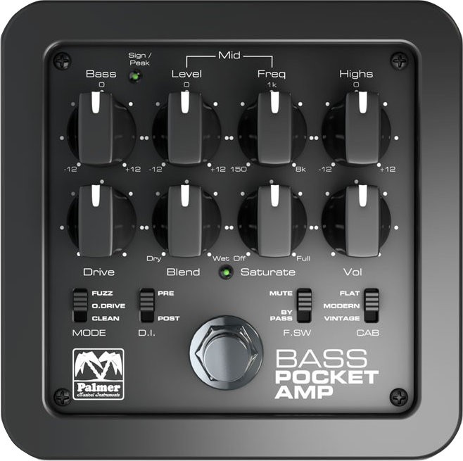 Басовый предусилитель Palmer Pocket Amp Vorverstrker Clean Overdrive Fuzz с 3-полосным эквалайзером DI 24890₽