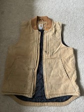 Vintage Carhartt Men's Arctic-Quilt Lined Duck Vest - Brown, Small