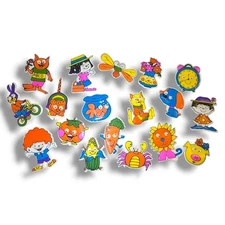 Vintage 1980s Googly Eyes Puffy Stickers Lot of 18 Animals Kids Veggies Retro