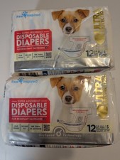 2 Paw Inspired Dog 12 Diapers Disposable Female Doggie Puppy in Heat Period Sm