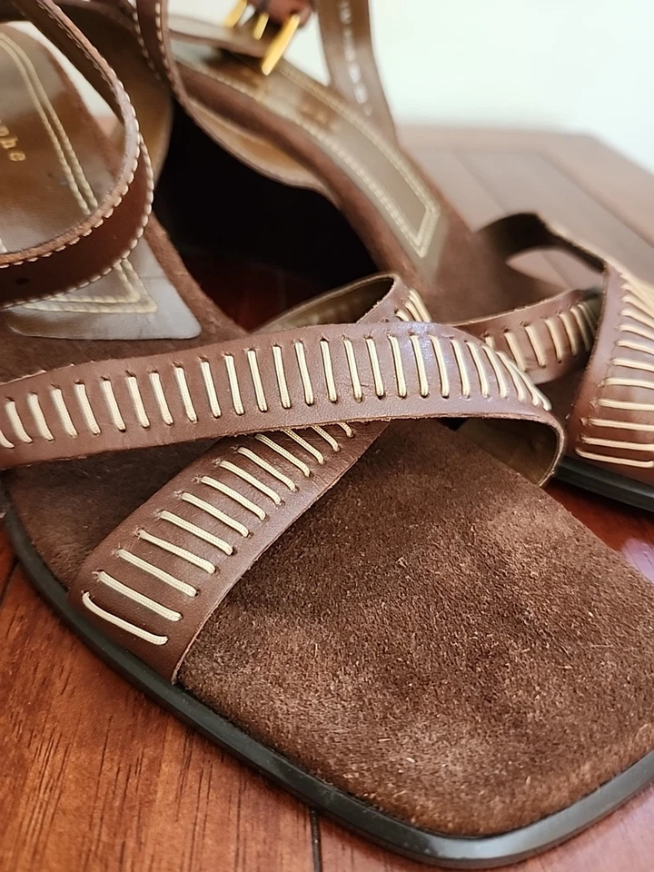 Zapatos Mujer APOSTROPHE Marrón.Cuero 3" Tacones Correa Tobillo Talla 11 M Foto 2 de 4