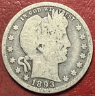 New Listing1893-O Barber Quarter. Free Shipping