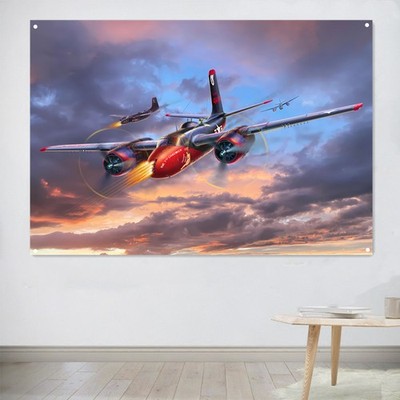 B-26C Invader Heavy Bomber Poster Wall Art Hanging Flag Canvas Painting Banner