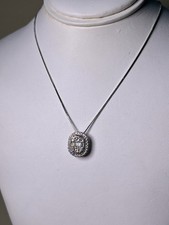 Solid 14K White Gold Chain  Pendant  Approx .40 Ct Natural Diamonds, 17  