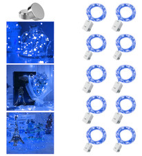 10 Pack Blue Fairy Lights Battery Operated 7Ft 20 LED 3 Modes Waterproof