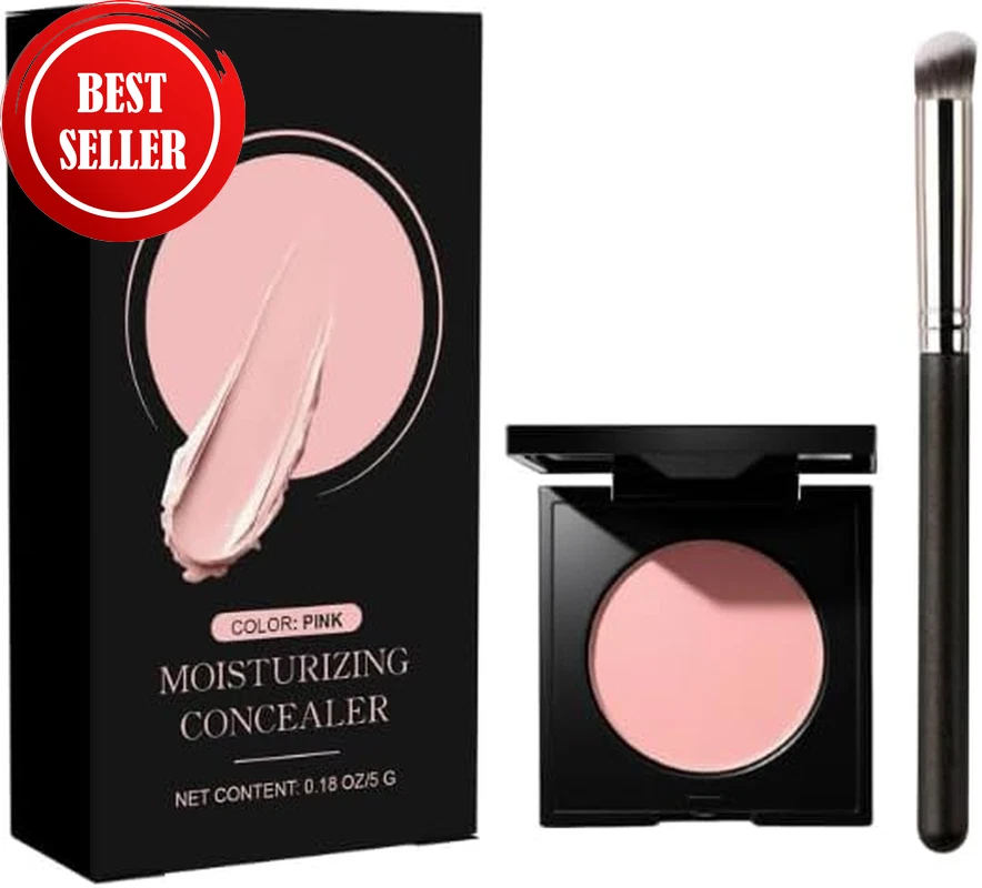 Under Eye Brightener Pink Colour Corrector Cream Concealer 5g with Brush Make-Up