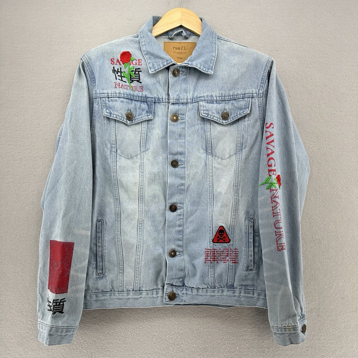 Punk Fashion Punk Rock Jean Jacket SAVAGE NATURE Appliqué RUE 21