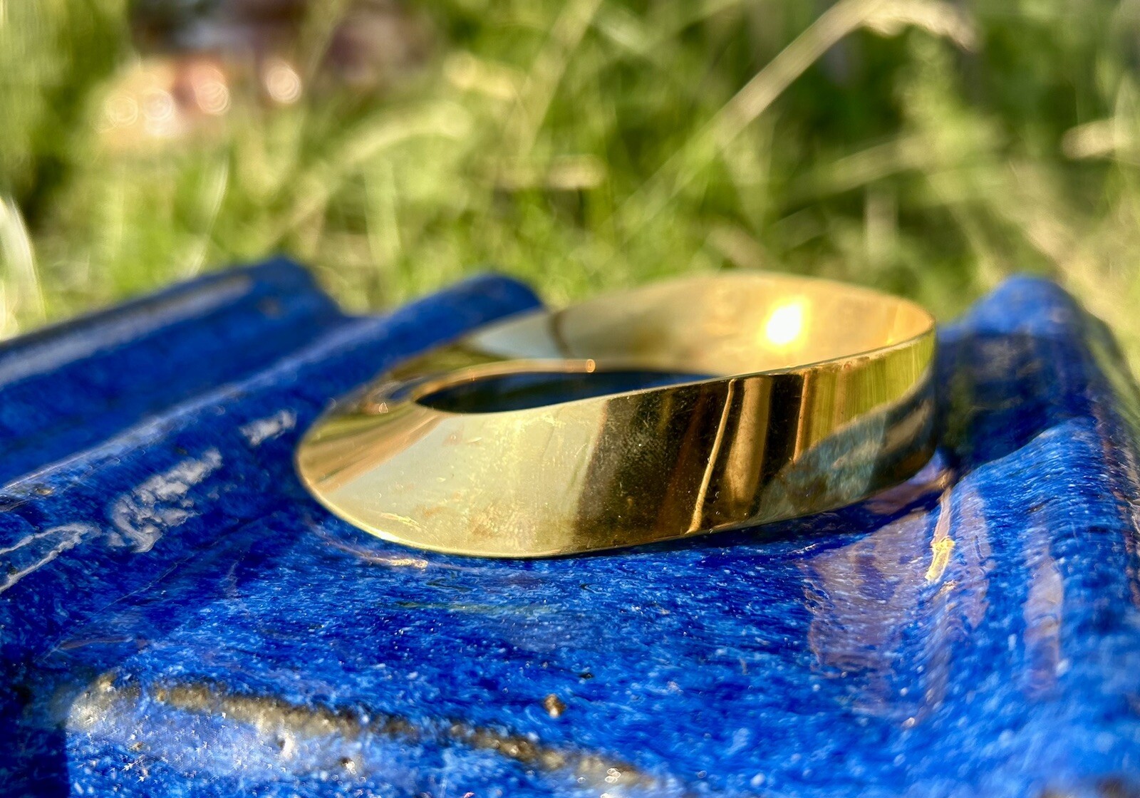 Solid Brass Bracelet Asymmetrical Bangle Vintage … - image 3