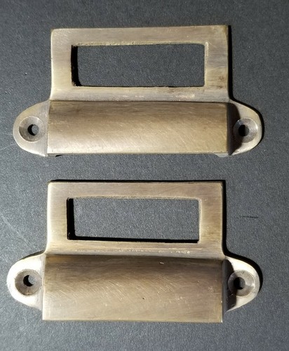 2 Antique Style Card File Cabinet Handle, File Label Holders with Cup Pull  #A17 | eBay