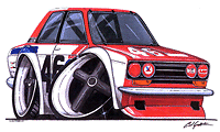 Datsun 510 BRE style Cartoon car t-shirt -sizes S-3XL brock newman bluebird SSS - Bild 1 von 1