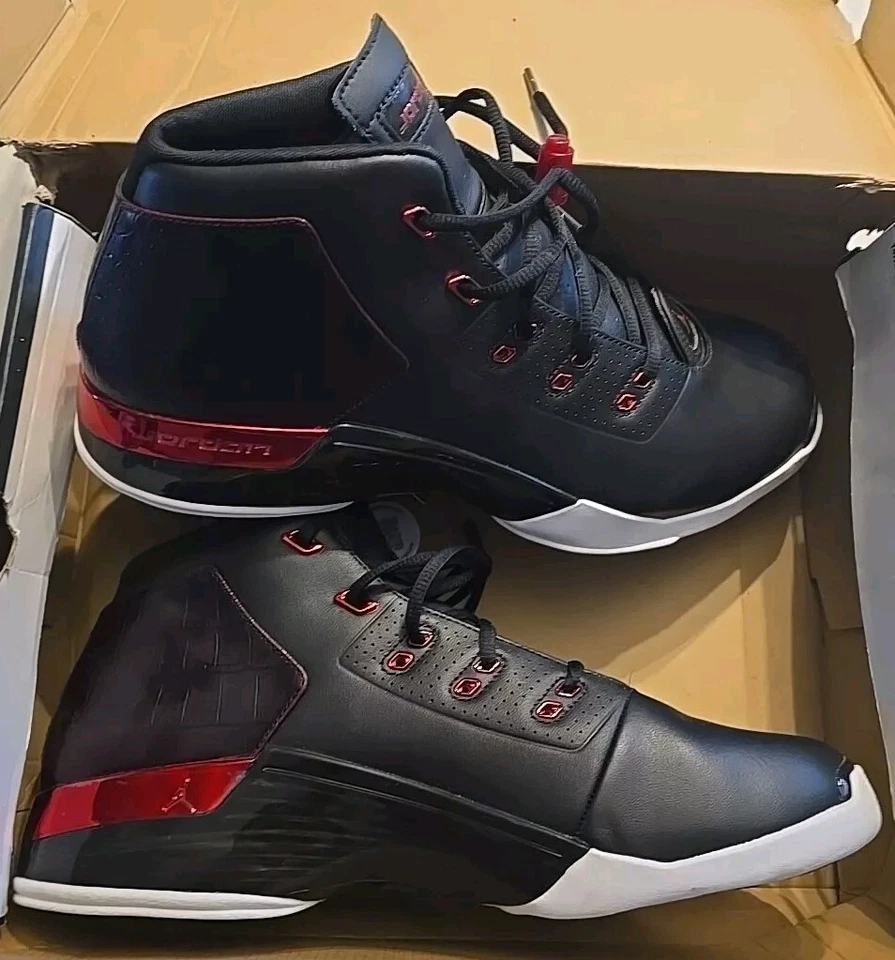 ESTADO PERFEITO! Nike Air Jordan 17+ Retro Bulls Masculino EUA Tamanho 13 Preto Vermelho 832816-001 RARO! - Imagem 4 de 4