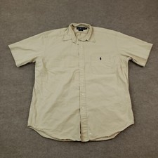 Ralph Lauren Shirt Mens Large Beige Short Sleeve Button Up Blake Casual