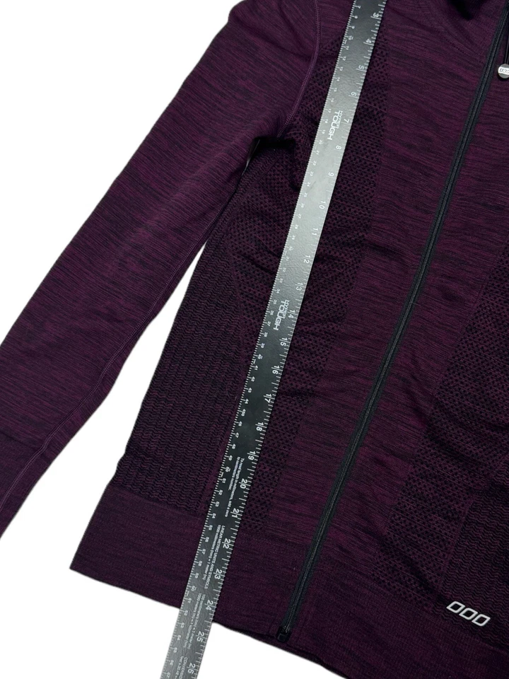 Jaqueta Lorna Jane Active Zip Thru Roxa Escura Manga Longa LJ Sem Costura XS - Imagem 3 de 4