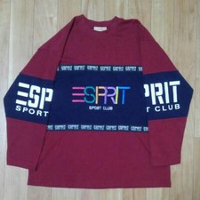 ESPRIT Sport Burgundy Navy Big Logo Sweater Vintage 90's Sweatshirt One Size